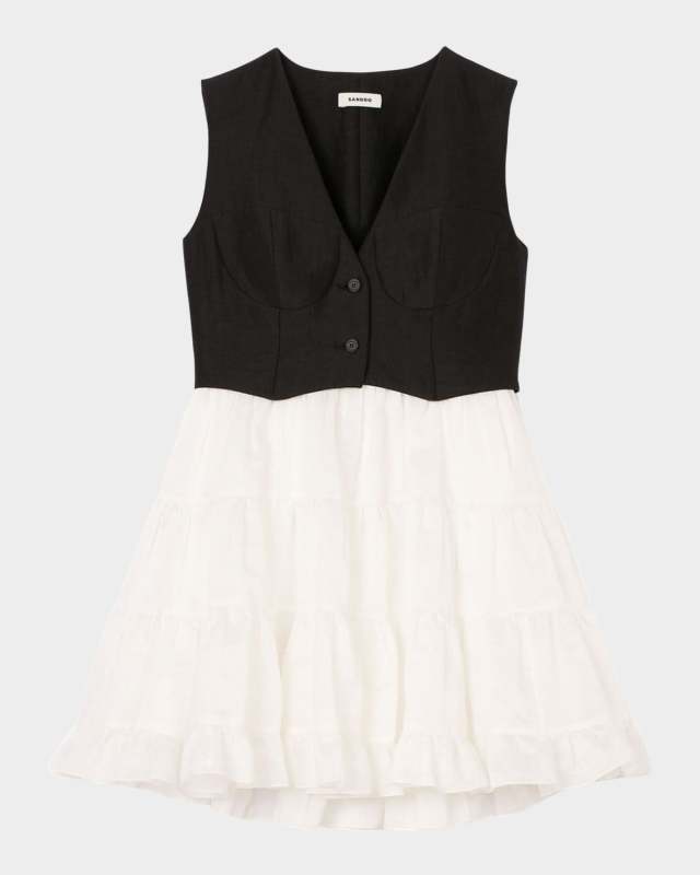Odette Mixed-Media Mini Dress